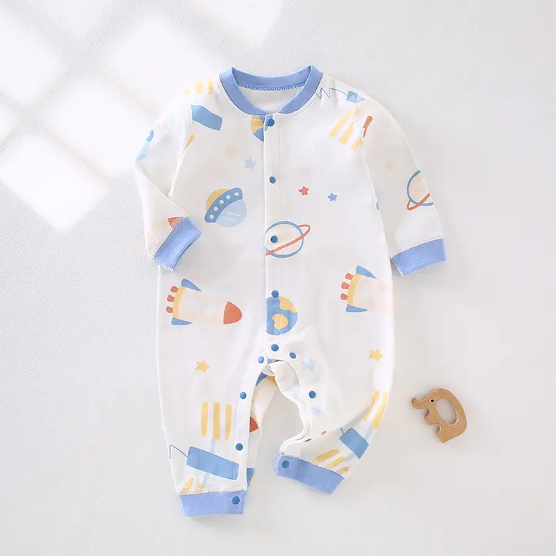 Baby's Cotton Printed Jumpsuit Newborn All Season - Image 5