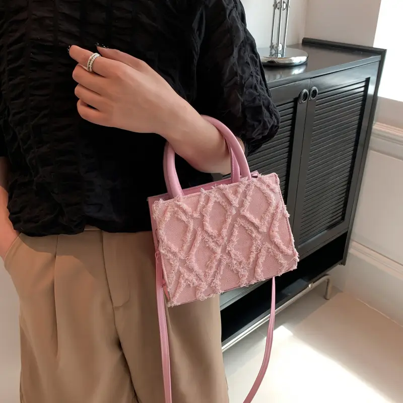 Black Rhombus Embroidered Tote Bag for Women - Image 5
