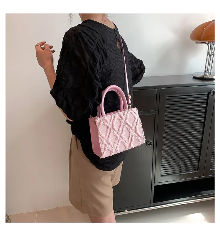 Black Rhombus Embroidered Tote Bag for Women — feature 12