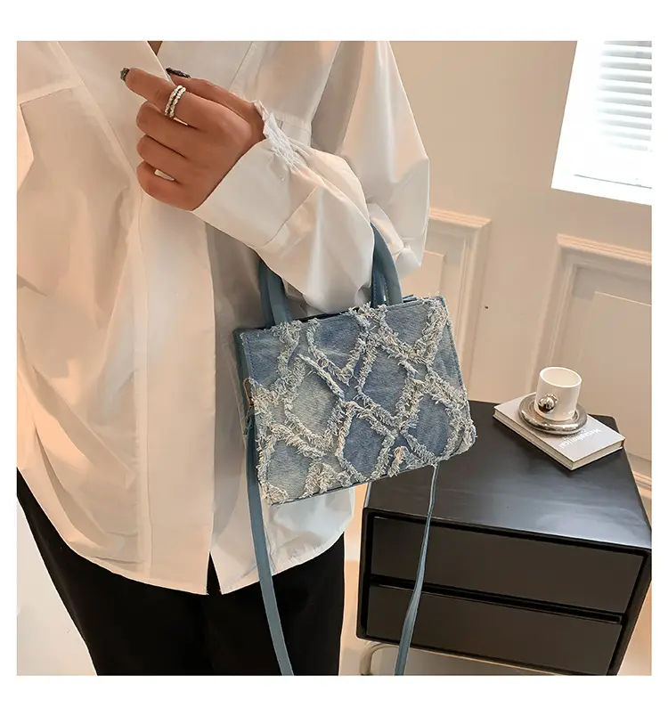 Black Rhombus Embroidered Tote Bag for Women — feature 13