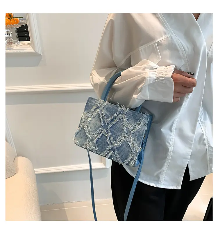 Black Rhombus Embroidered Tote Bag for Women — feature 14
