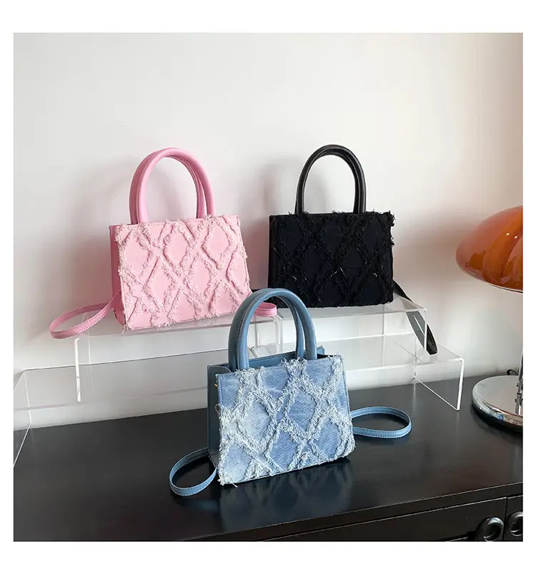 Black Rhombus Embroidered Tote Bag for Women — feature 22