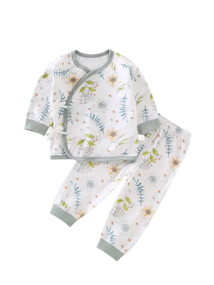 Newborn Cotton Split Suit Pink Floral Long Sleeve - Image 11