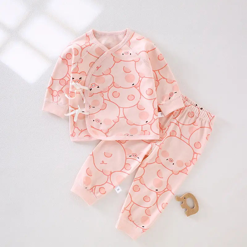 Newborn Cotton Split Suit Pink Floral Long Sleeve - Image 4
