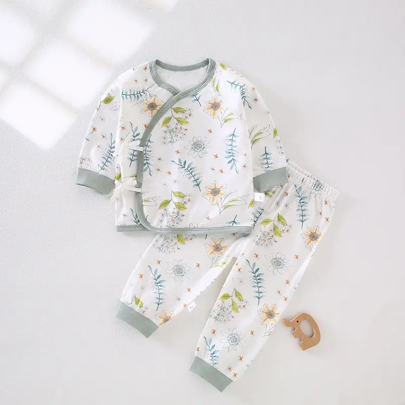 Newborn Cotton Split Suit Pink Floral Long Sleeve - Image 5