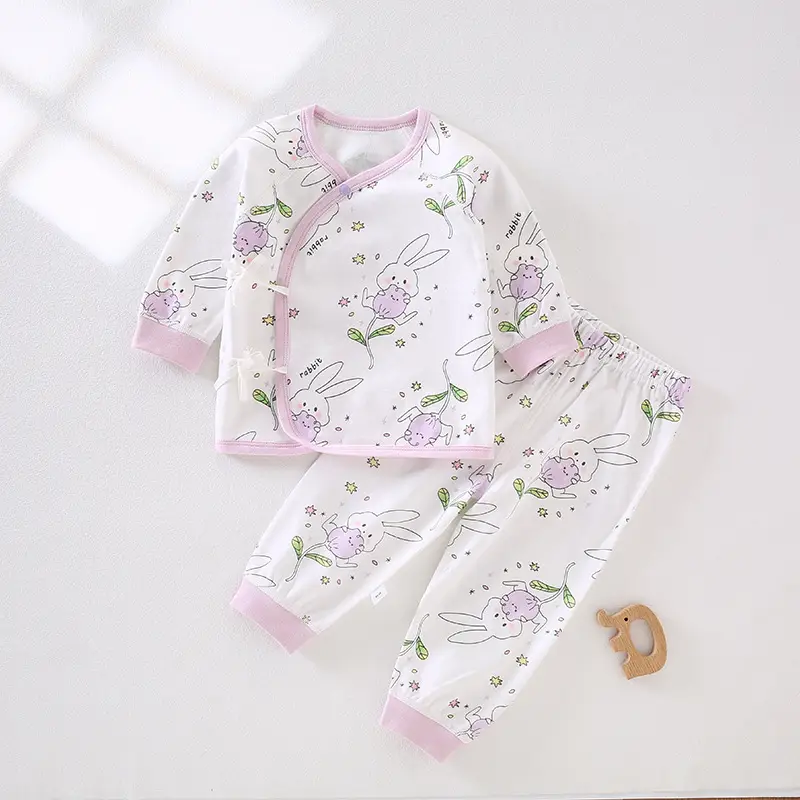 Newborn Cotton Split Suit Pink Floral Long Sleeve - Image 6