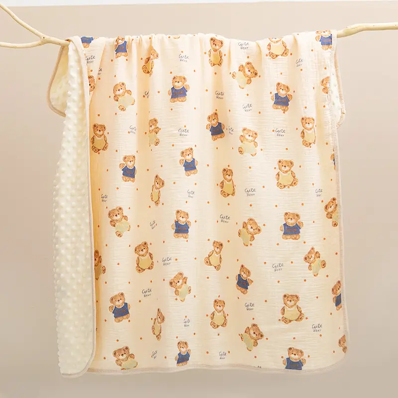 Baby Cartoon Blanket Kids Quad Cuff Beanie