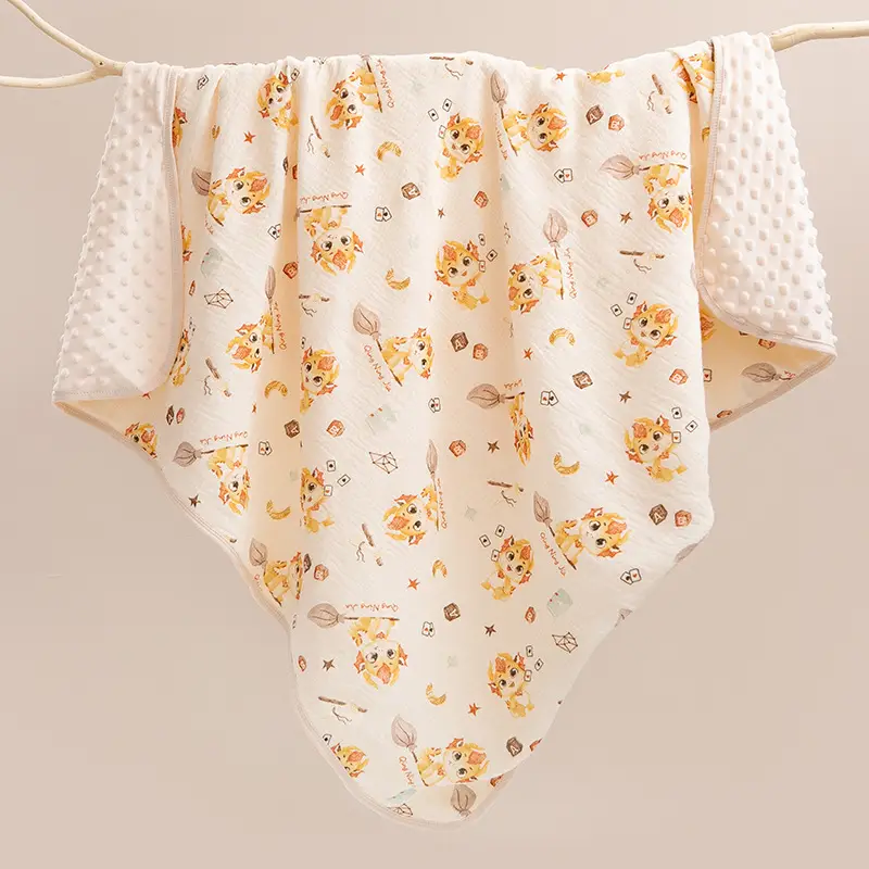 Baby Cartoon Blanket Kids Quad Cuff Beanie