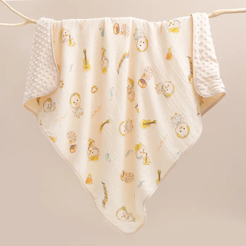 Baby Cartoon Blanket Kids Quad Cuff Beanie