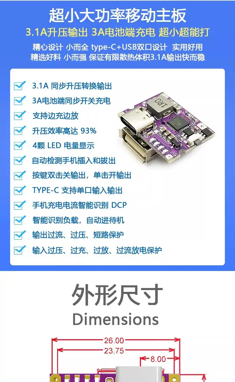 Mini Type-C Power Bank with 3.1A Charging Port — feature 1
