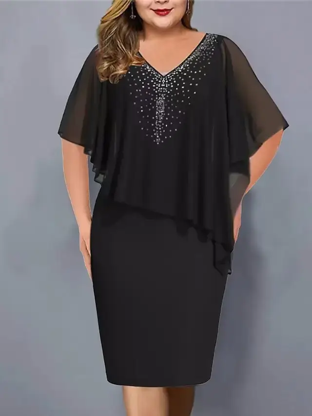 2023 V Neck Chiffon Shawl Dress for Women Purple - Image 7