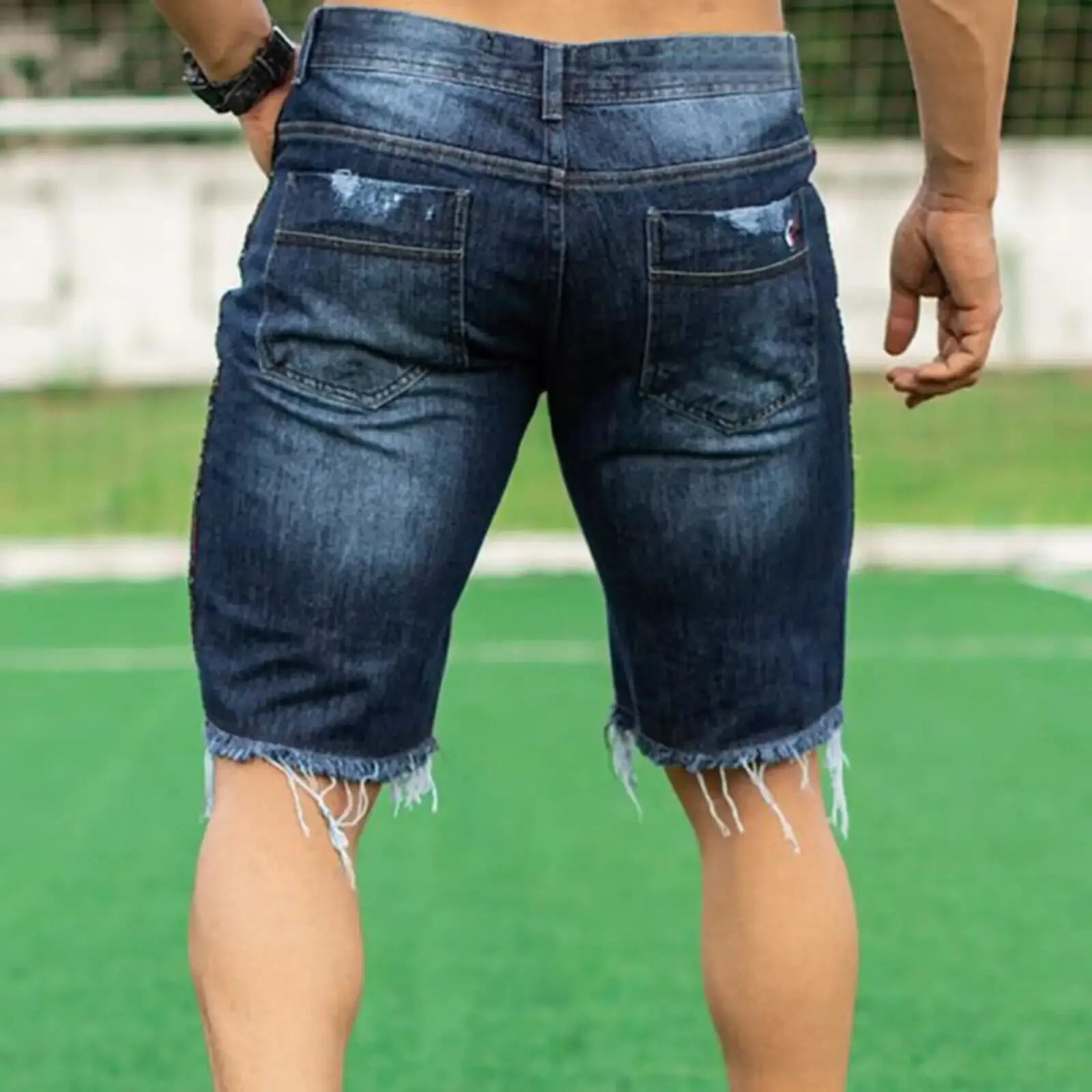 Men's Distressed Denim Shorts Slim Fit Casual Shorts - Image 3