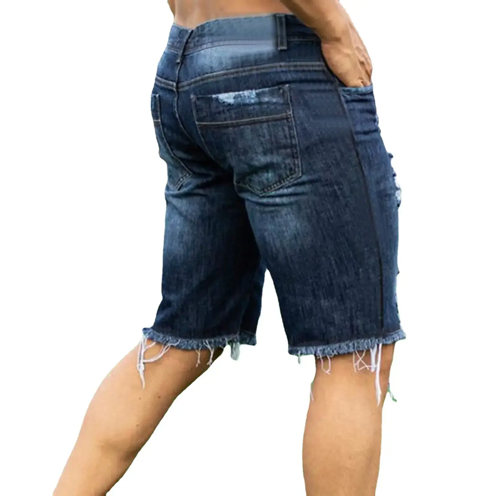 Men's Distressed Denim Shorts Slim Fit Casual Shorts - Image 6