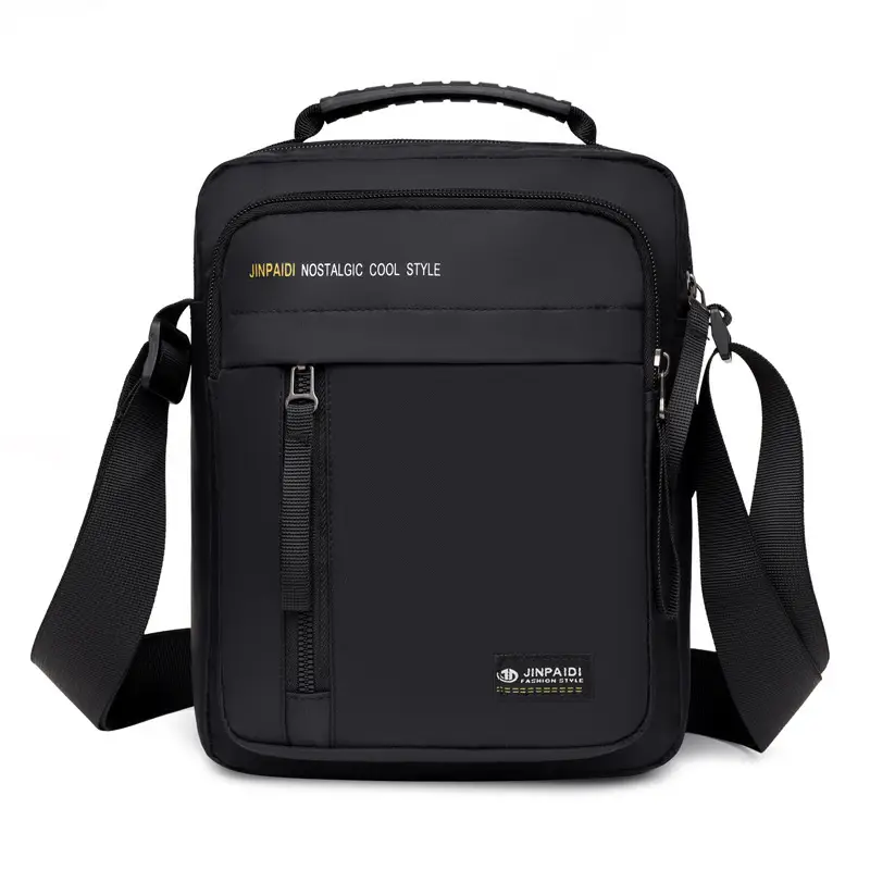 Men's Black Oxford Cloth Shoulder Bag Travel Commute