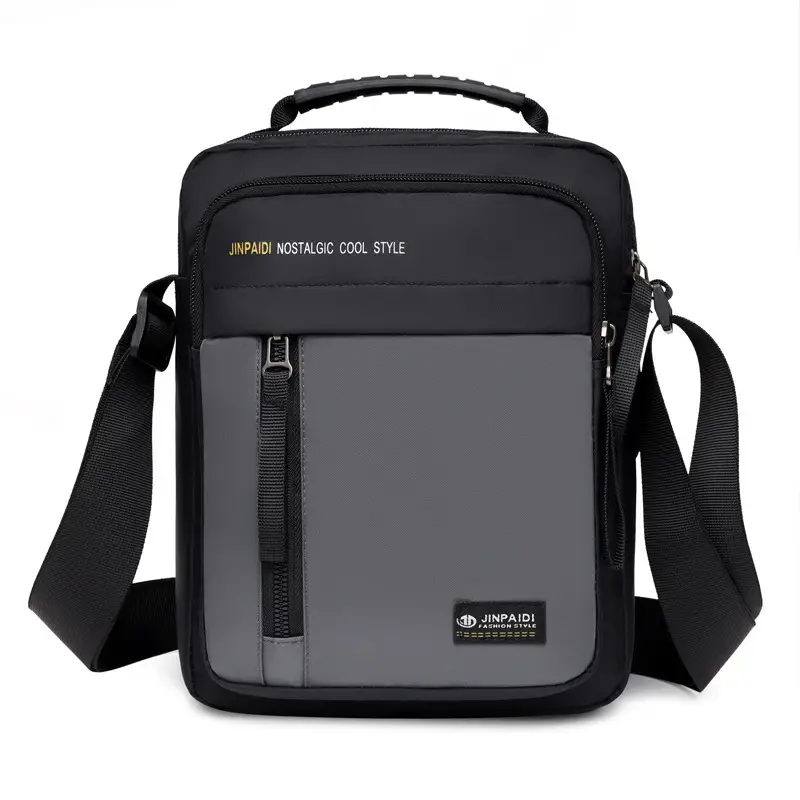 Men's Black Oxford Cloth Shoulder Bag Travel Commute
