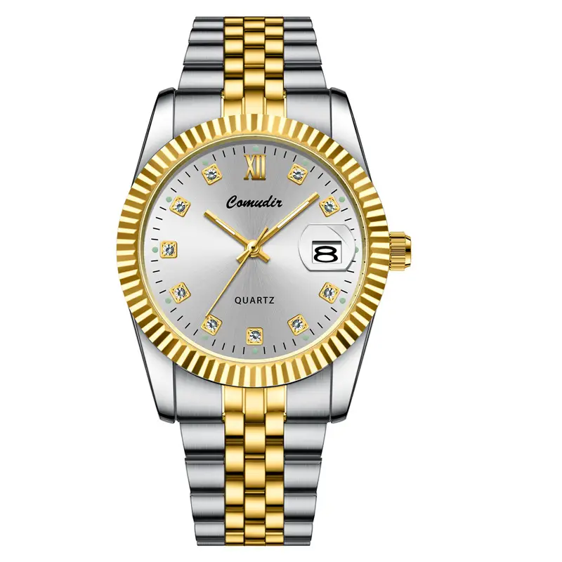 Luminous Calendar Watch for Women Gold Gold Bracelet