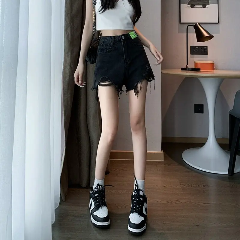 Ripped Denim Shorts Women 2023 High Waist Slimming - Image 5