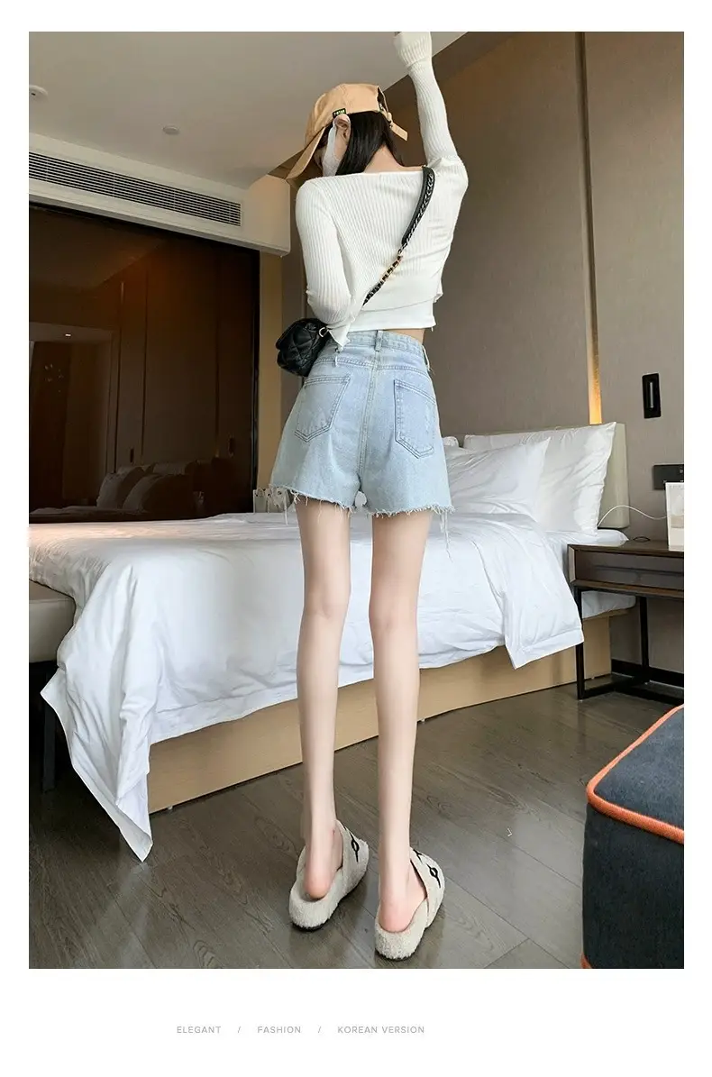 Ripped Denim Shorts Women 2023 High Waist Slimming — feature 12