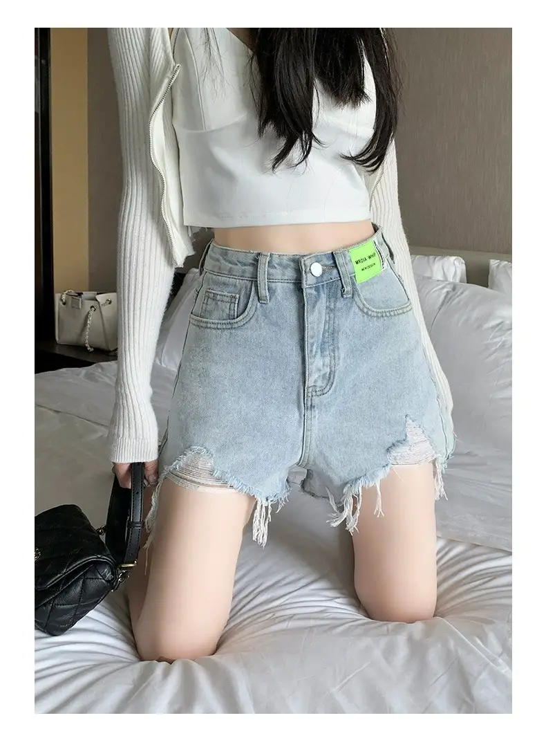 Ripped Denim Shorts Women 2023 High Waist Slimming — feature 15