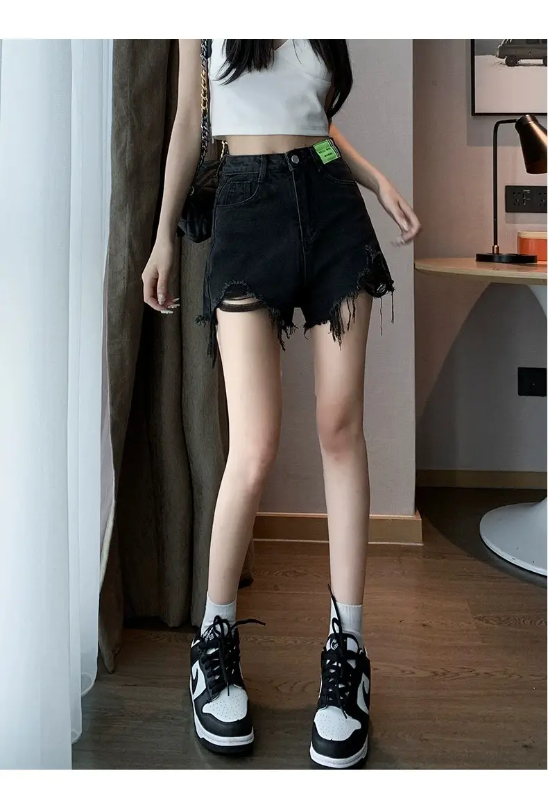 Ripped Denim Shorts Women 2023 High Waist Slimming — feature 5