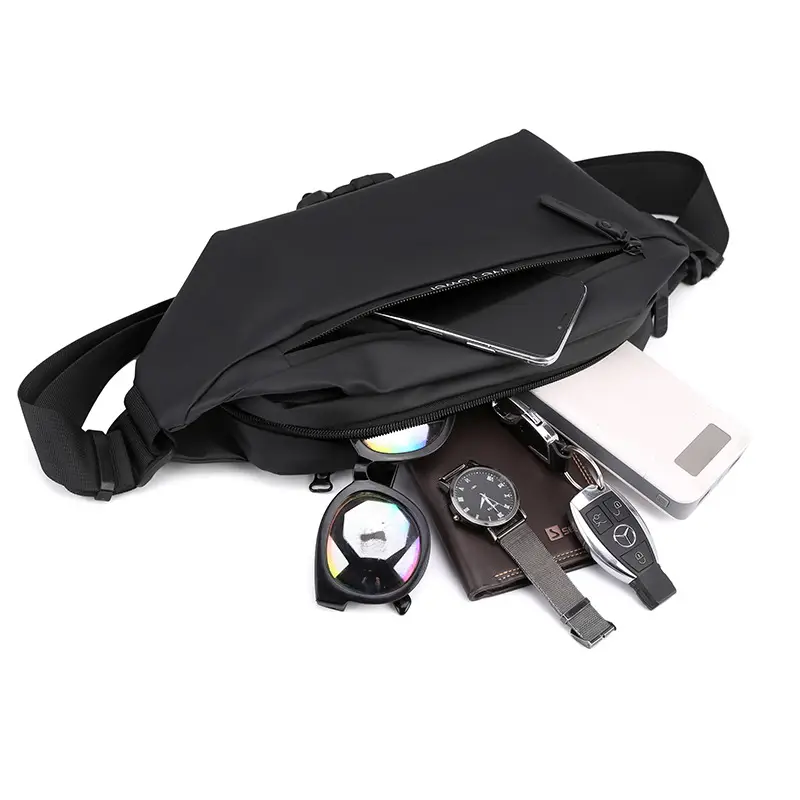 Men Waterproof Motorcycle Chest Bag Black Large Capacity - Image 8