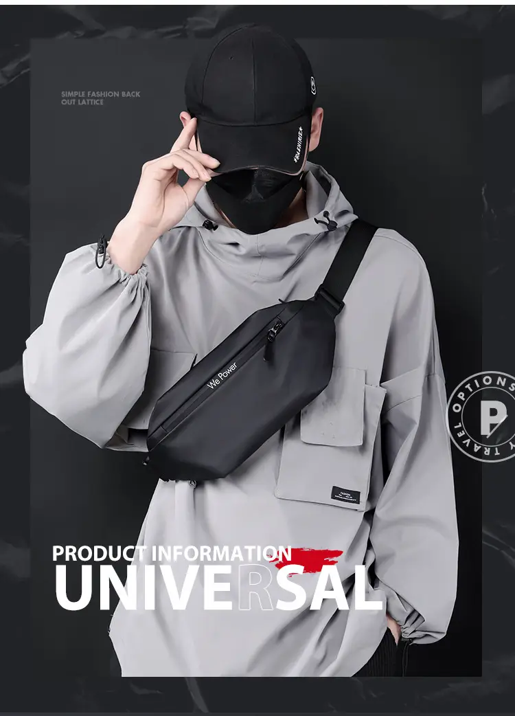 Men Waterproof Motorcycle Chest Bag Black Large Capacity — feature 1