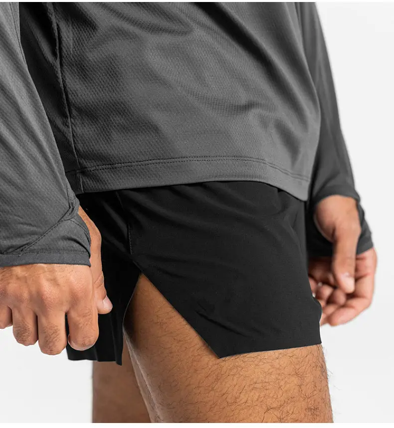 2023 Men's Elastic Running Shorts Quick-Drying Maroon — feature 24