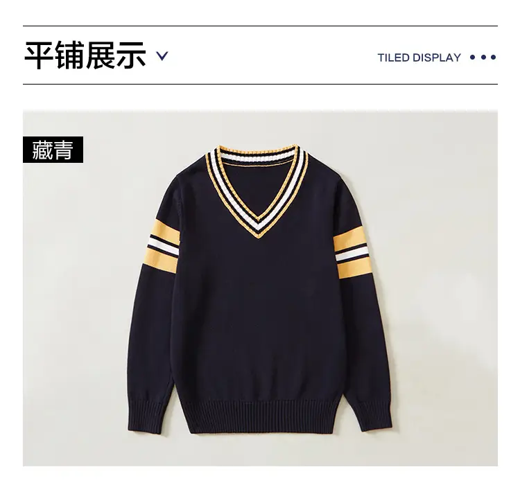 Black V-Neck Knit Sweater for Boys Girls Long Sleeve — feature 10