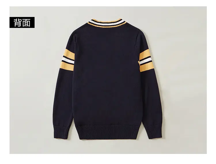 Black V-Neck Knit Sweater for Boys Girls Long Sleeve — feature 11