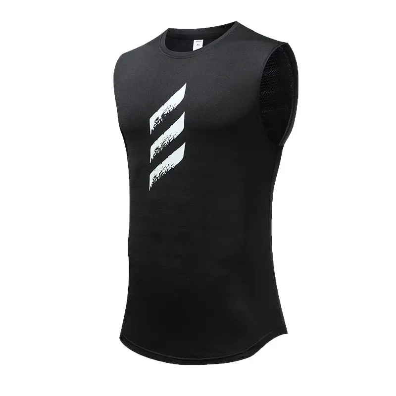 Men Sleeveless Vests White Round Neck Sports Wear - Image 17