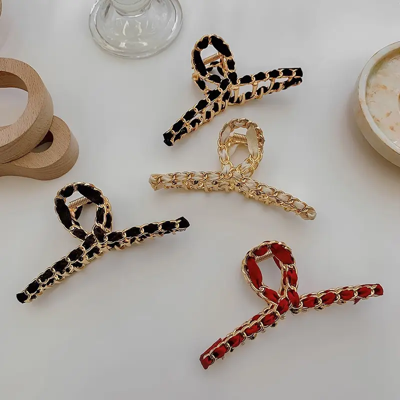 Korean Red Embellished Hairpin Clip 7cm - Image 19