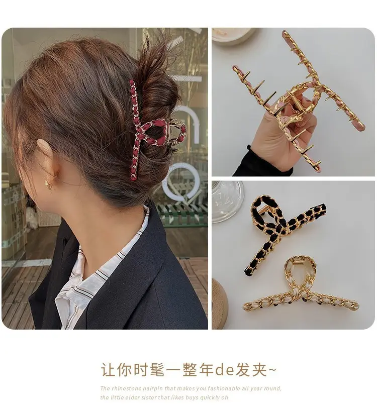Korean Red Embellished Hairpin Clip 7cm — feature 5