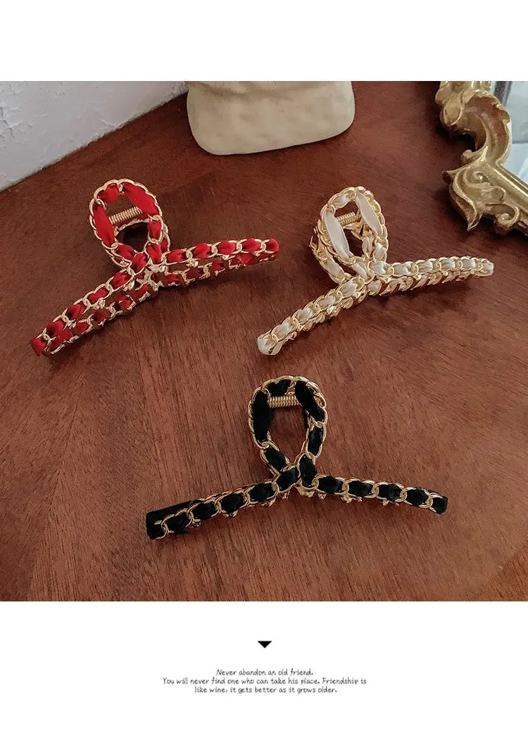 Korean Red Embellished Hairpin Clip 7cm — feature 9