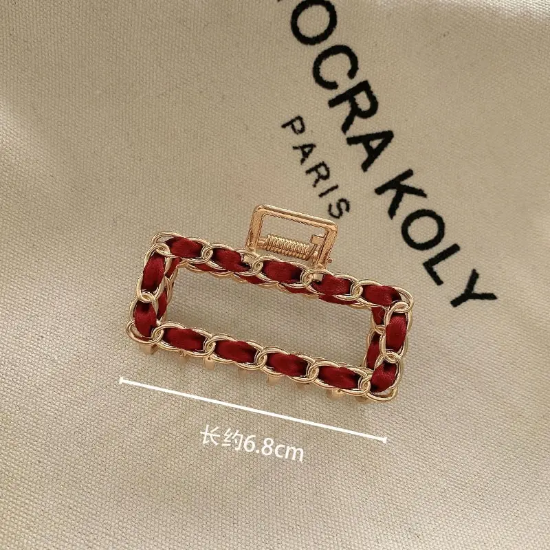 Korean Red Embellished Hairpin Clip 7cm - Image 7