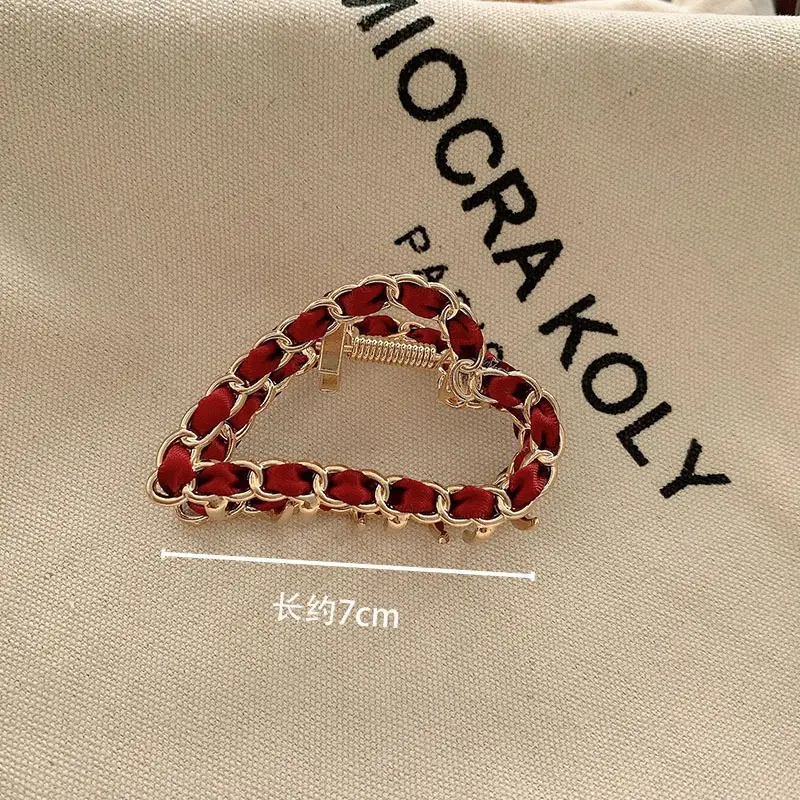 Korean Red Embellished Hairpin Clip 7cm - Image 12