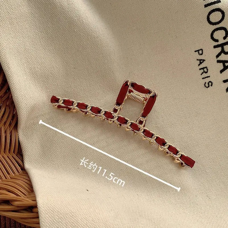 Korean Red Embellished Hairpin Clip 7cm - Image 15