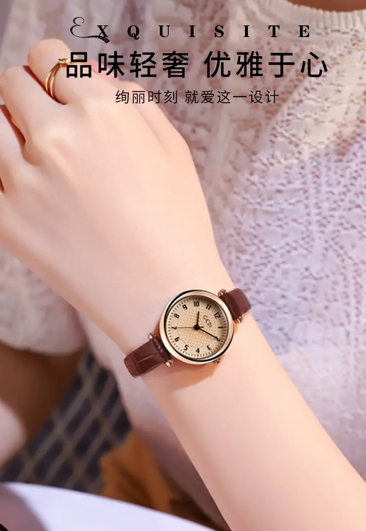 Gold Watch for Women Retro Quartz Waterproof Bamboo Belt — feature 2