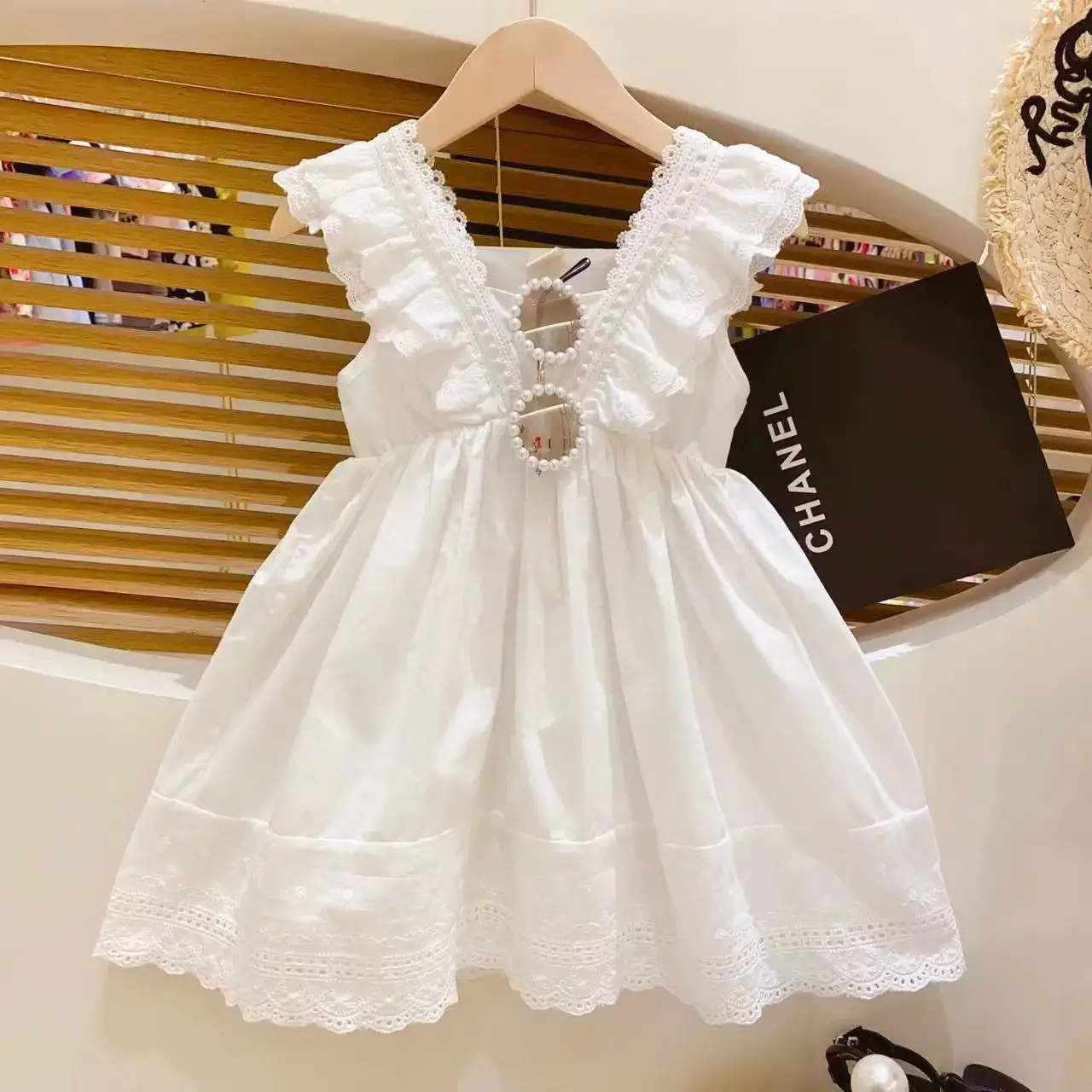 Elegant White Princess Lace Vest Dress for Girls 2025 Summer — feature 9