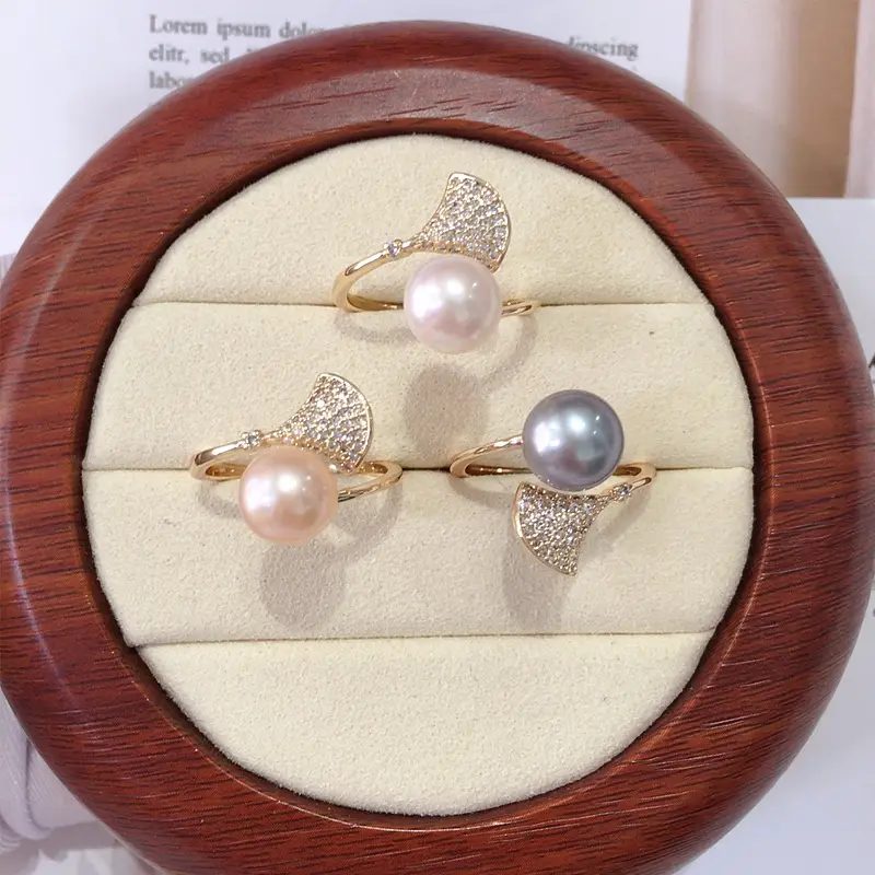 Natural Pearl Ring with Zircon Micro-Inlay - Image 4