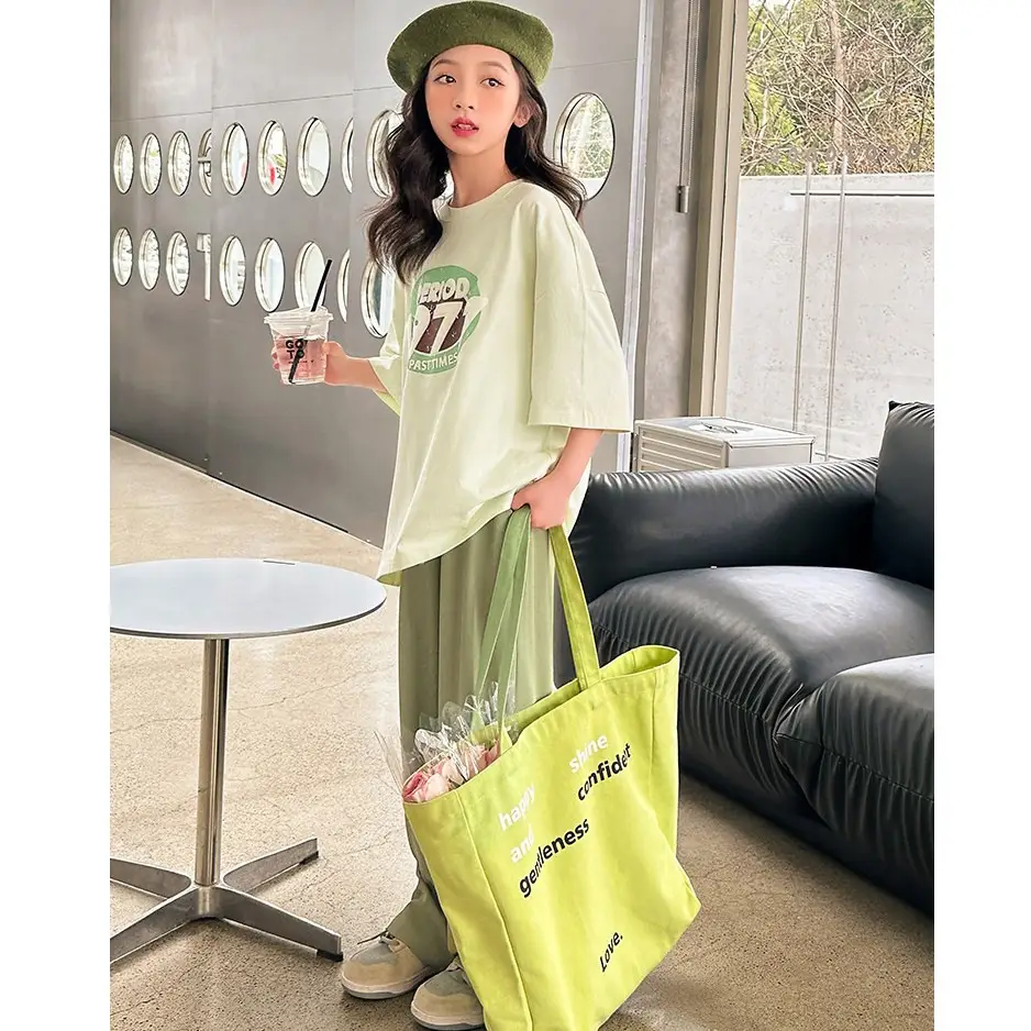 Girls Summer Casual Tote Bag Set Green Loose Fit - Image 4