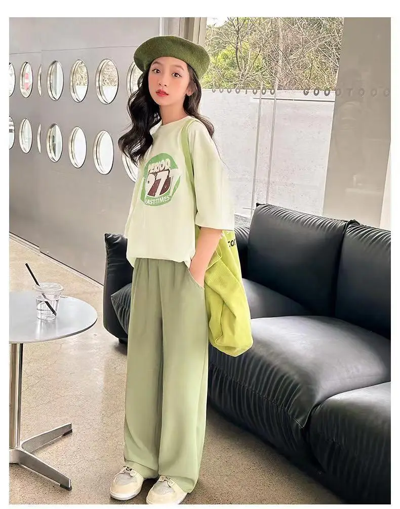 Girls Summer Casual Tote Bag Set Green Loose Fit — feature 12