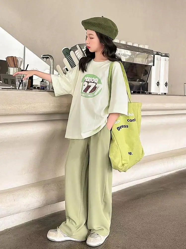 Girls Summer Casual Tote Bag Set Green Loose Fit — feature 16