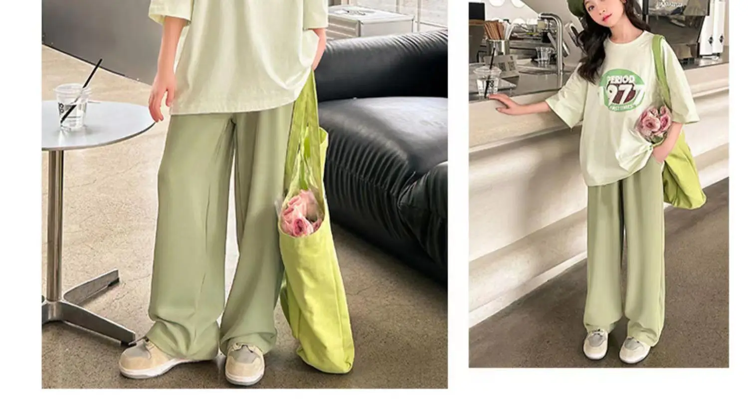 Girls Summer Casual Tote Bag Set Green Loose Fit — feature 5