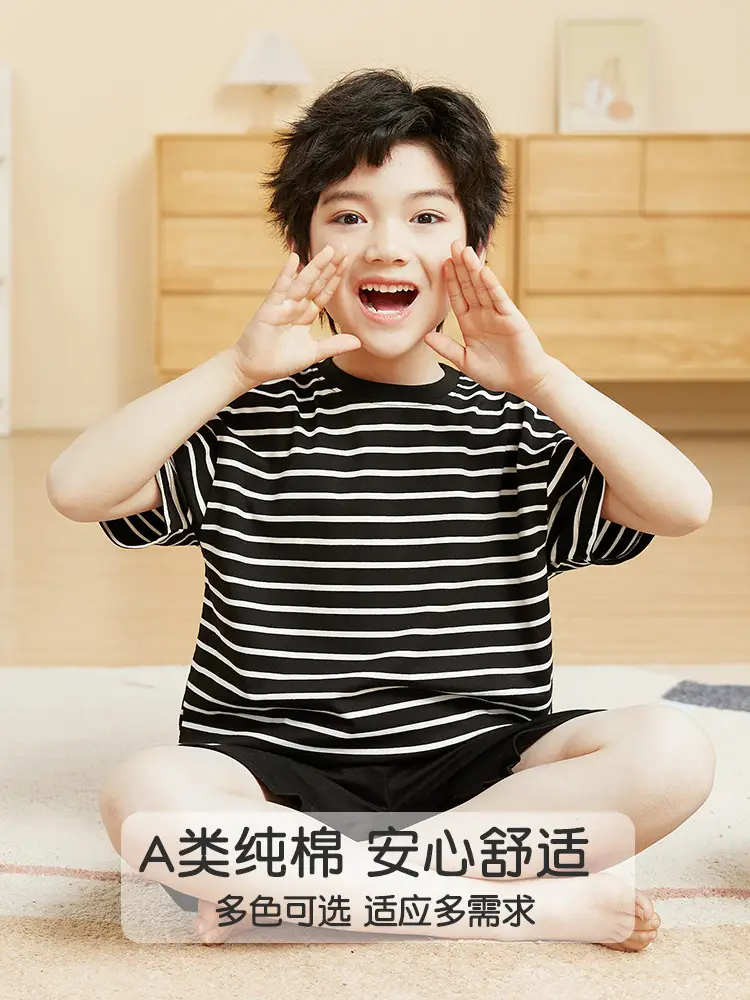 Kids Cotton Striped Shorts Suit 2025 Summer