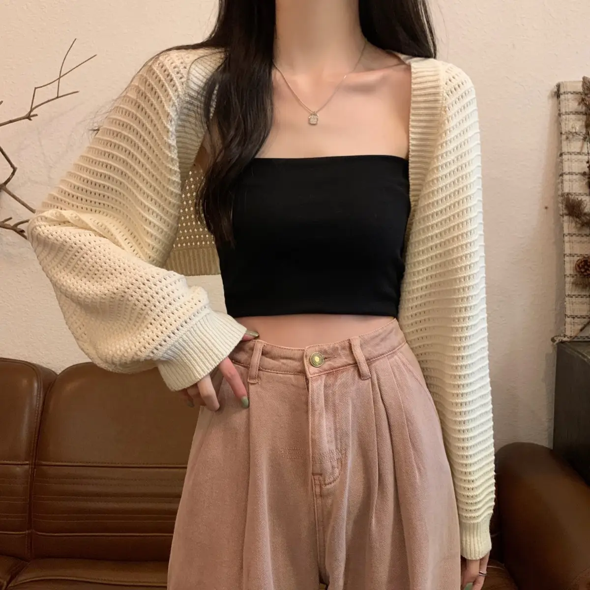 Korean Fashion Loose Hollow Knitted Cardigan Sunscreen 2025 — feature 12