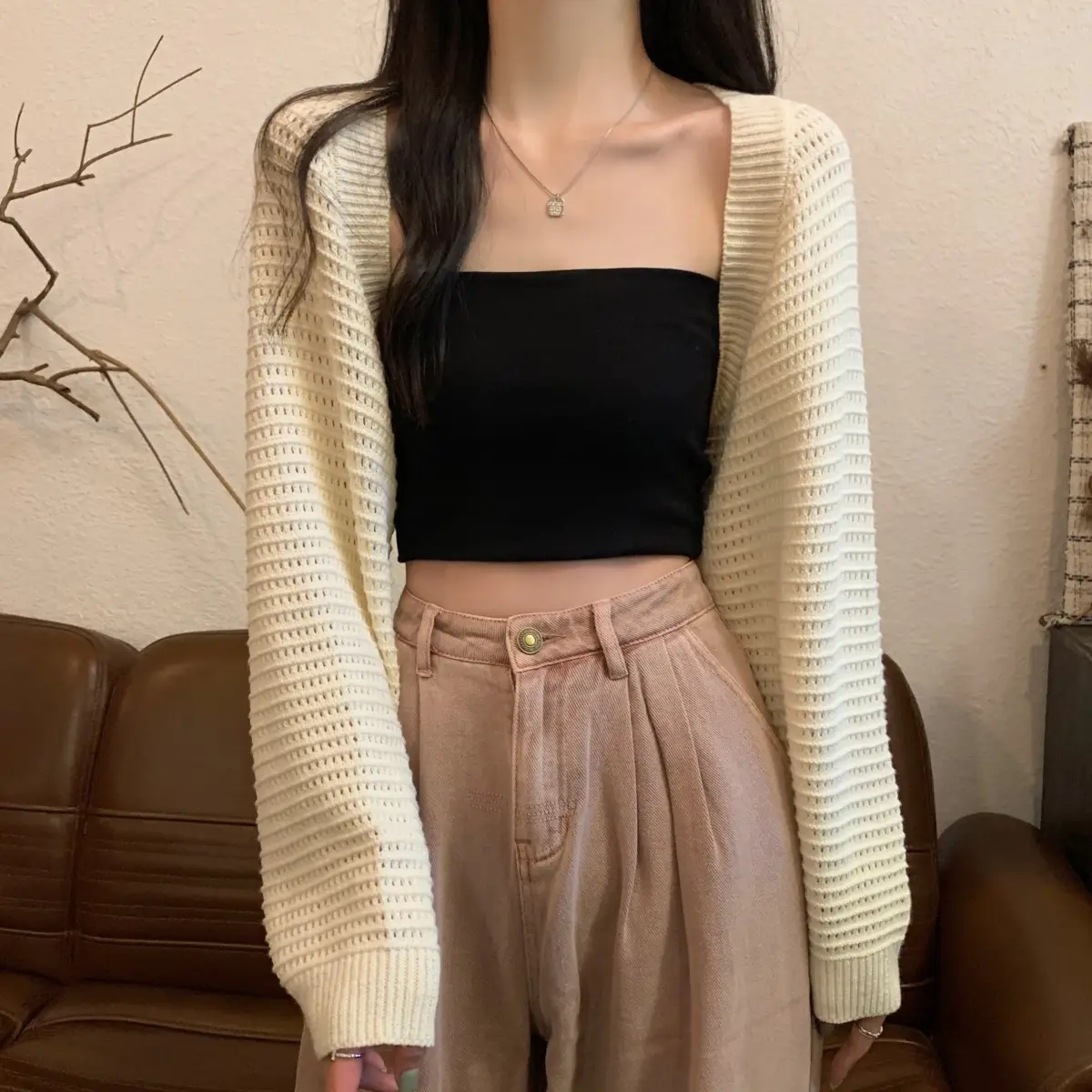 Korean Fashion Loose Hollow Knitted Cardigan Sunscreen 2025 — feature 13