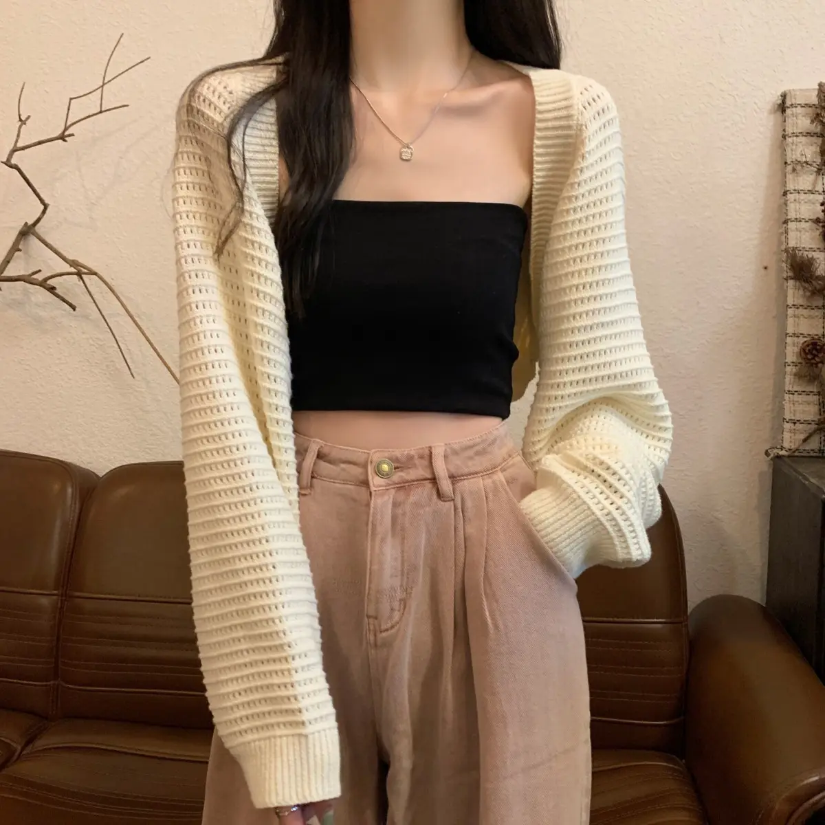 Korean Fashion Loose Hollow Knitted Cardigan Sunscreen 2025 — feature 14