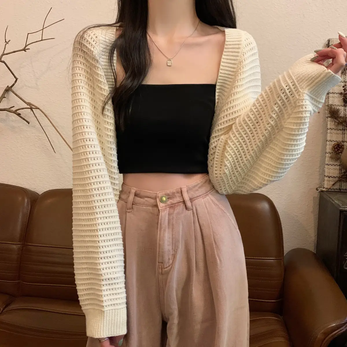 Korean Fashion Loose Hollow Knitted Cardigan Sunscreen 2025 — feature 15