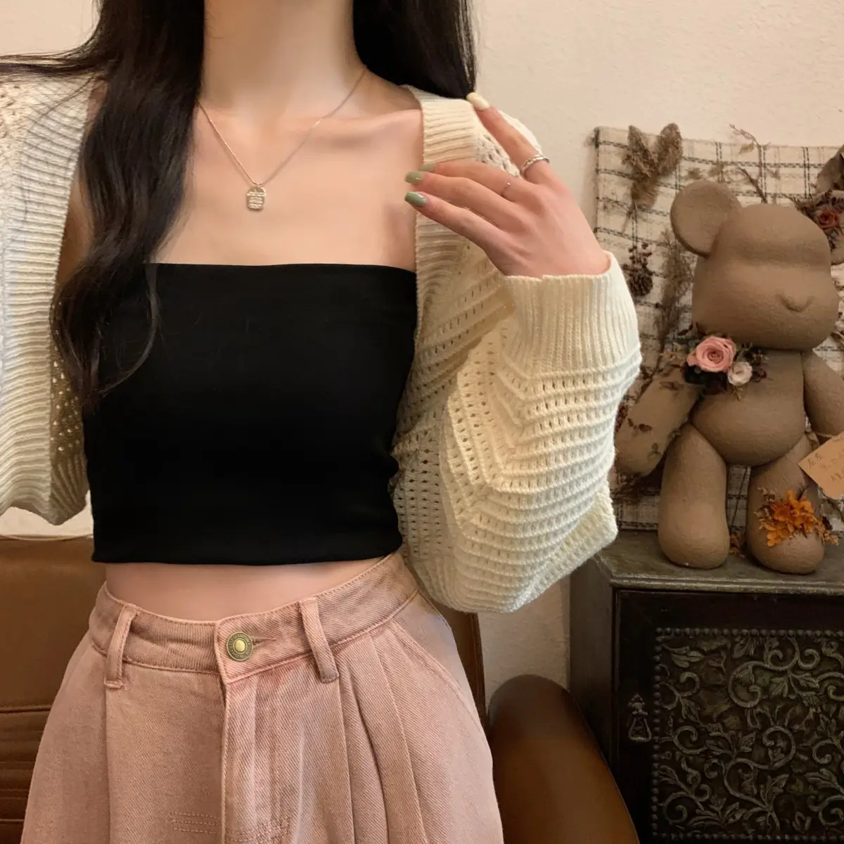 Korean Fashion Loose Hollow Knitted Cardigan Sunscreen 2025 — feature 17