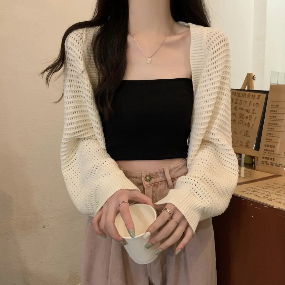 Korean Fashion Loose Hollow Knitted Cardigan Sunscreen 2025 — feature 22